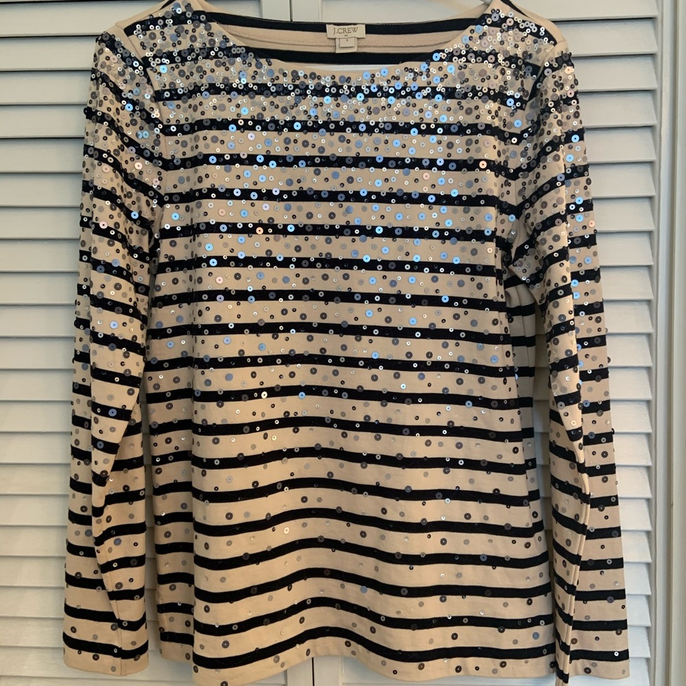J Crew Confetti Sequin Striped Shirt 🌼